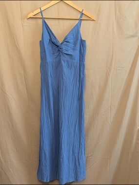 aerie Twist-Front Crinkle Spaghetti-Strap Midi Dress